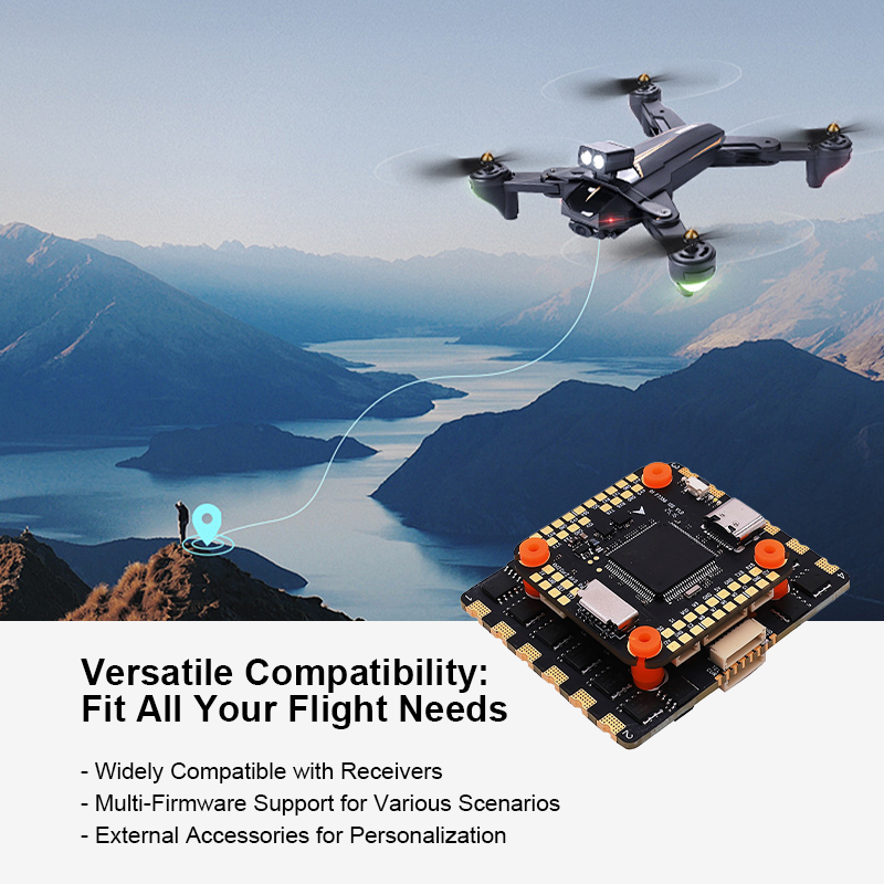 Mini Flight Controller Stack 50A 12S 4in1 ESC Brushless ESC H743 Flight Controller with Integrating 5V/12V Dual BEC for FPV Racing Drones Parts