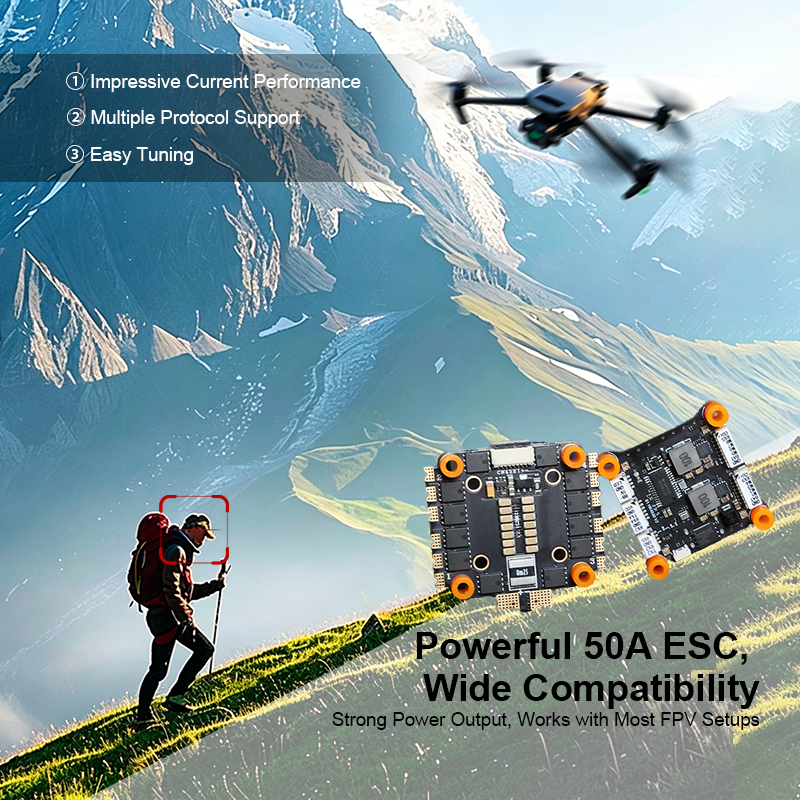 F405 Flight Controller with Integrating 5V/10V Dual BEC 50A 6S 4in1 ESC Brushless ESC High Performance Flight Controller Stack for FPV Racing Drone Parts