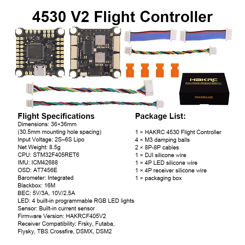 F405 Flight Controller with Integrating 5V/10V Dual BEC 50A 6S 4in1 ESC Brushless ESC High Performance Flight Controller Stack for FPV Racing Drone Parts
