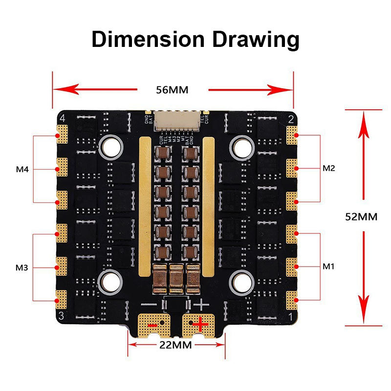 Mini Flight Controller Stack 50A 12S 4in1 ESC Brushless ESC H743 Flight Controller with Integrating 5V/12V Dual BEC for FPV Racing Drones Parts