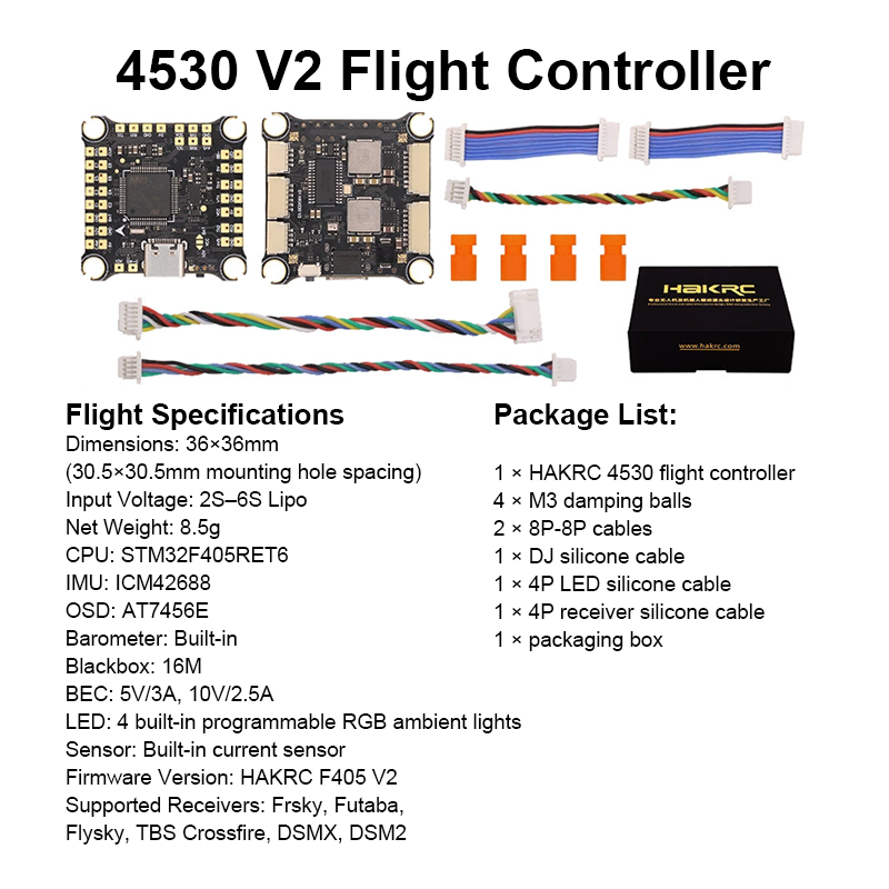 F405 Flight Controller 50A 6S 4in1 ESC Brushless ESC High Performance Mini Flight Controller Stack with Integrating 5V/10V Dual BEC for FPV Racing Drone Parts