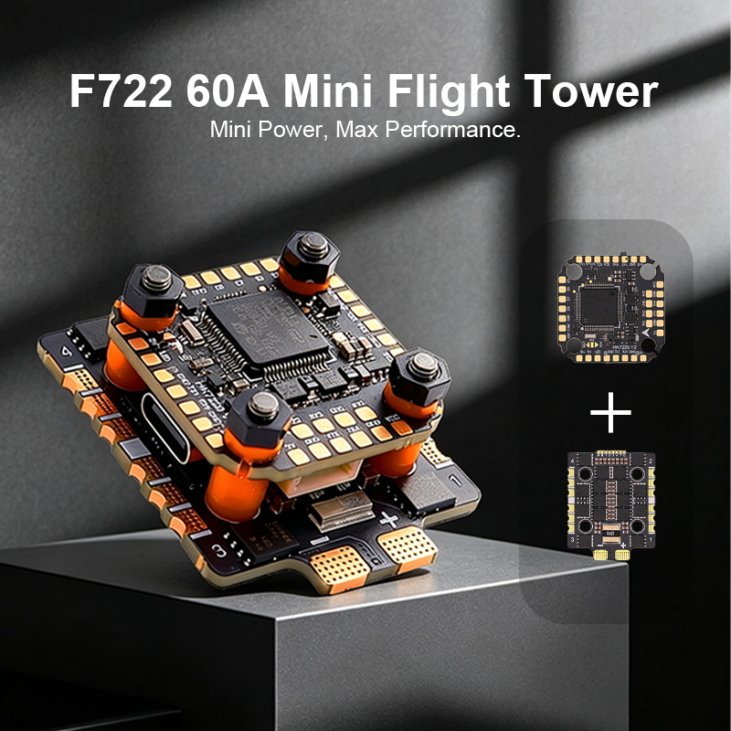 F722 6S Flight Controller with Integrating 5V/10V Dual BEC 3220 60A 8S 4in1 ESC Brushless ESC F722 Flight Controller Stack for FPV Racing Drones Freestyle