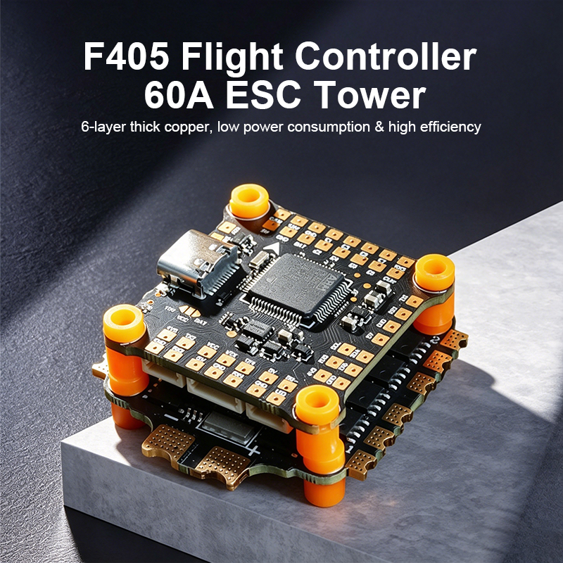F405 Flight Controller with Integrating 5V/10V Dual BEC 60A 4in1 ESC Mini Flight Controller Stack for FPV Racing Drones Parts