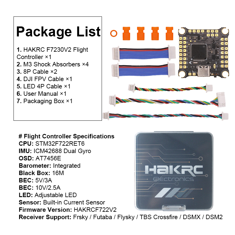 F722 Flight Controller with Integrating Dual 5V/10V BEC F722 V2 6S FPV Flight Controller for FPV Racing Drones Parts