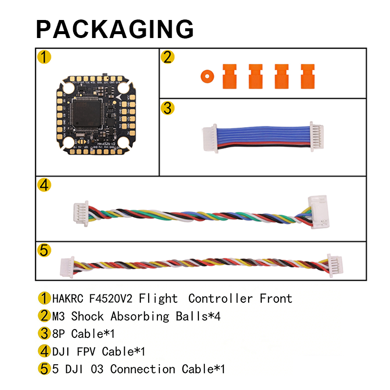 F4520 FPV Flight Controller with Integrating 5V/10V Dual BEC 2-6S Flight Controller Stack for FPV Racing Freestyle Drone Parts