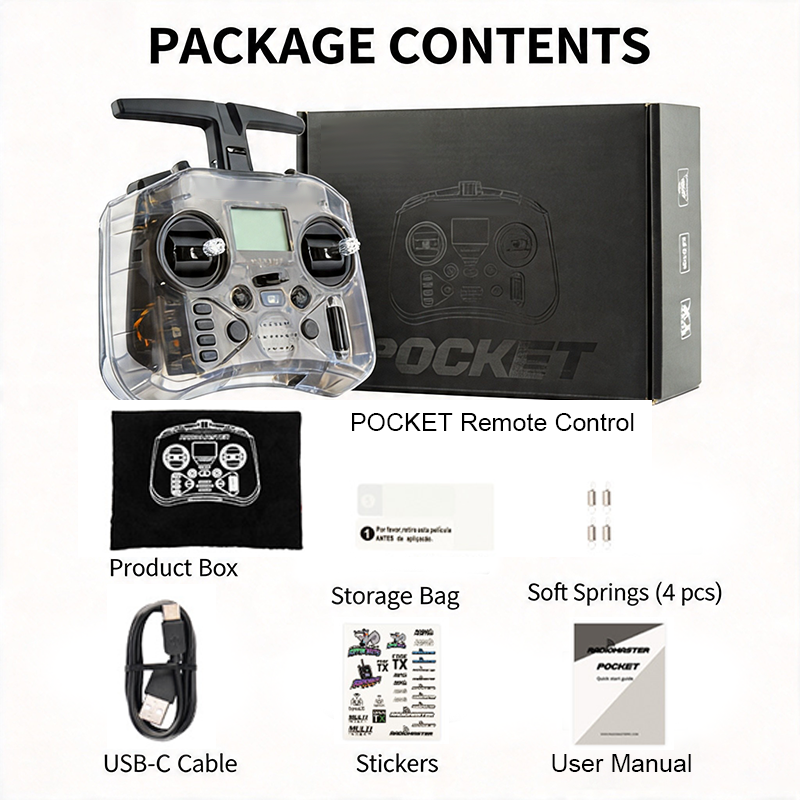 Radiomaster Pocket Hall Gimbal Transmitter Remote Control Portable Lightweight Built in LED Light Foldable Antenna Mode 2