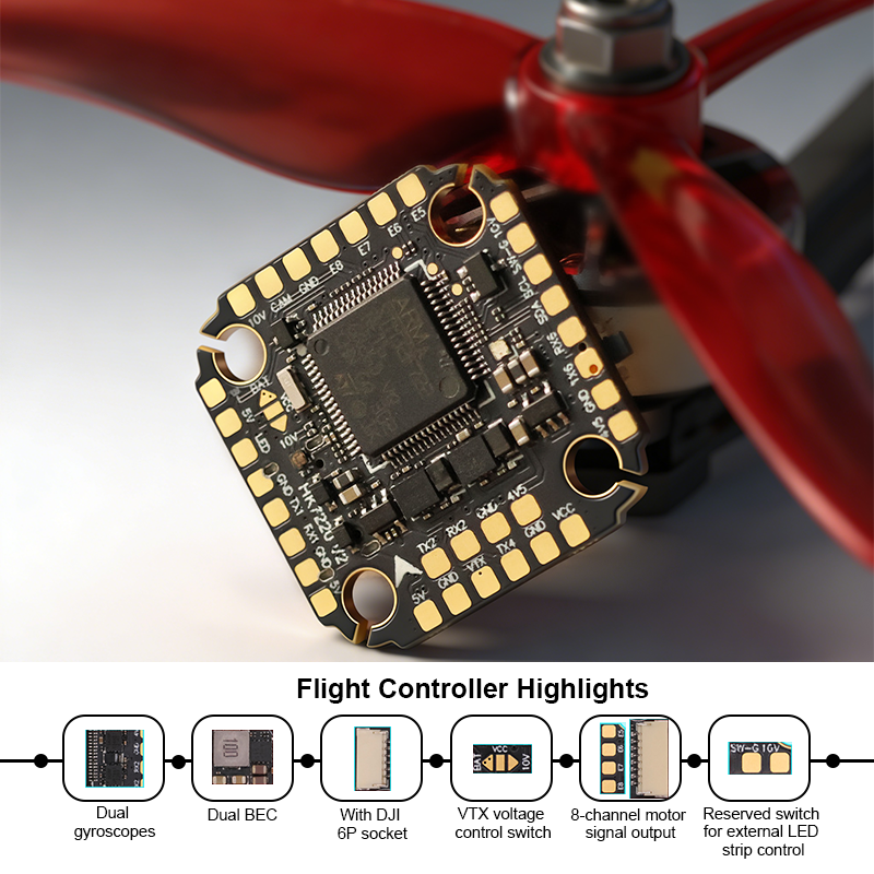 F722 FPV Flight Controller with Integrating 5V/10V Dual BEC F722 2-6S Mini Flight Controller Stack for FPV Racing Drones Quadcopter