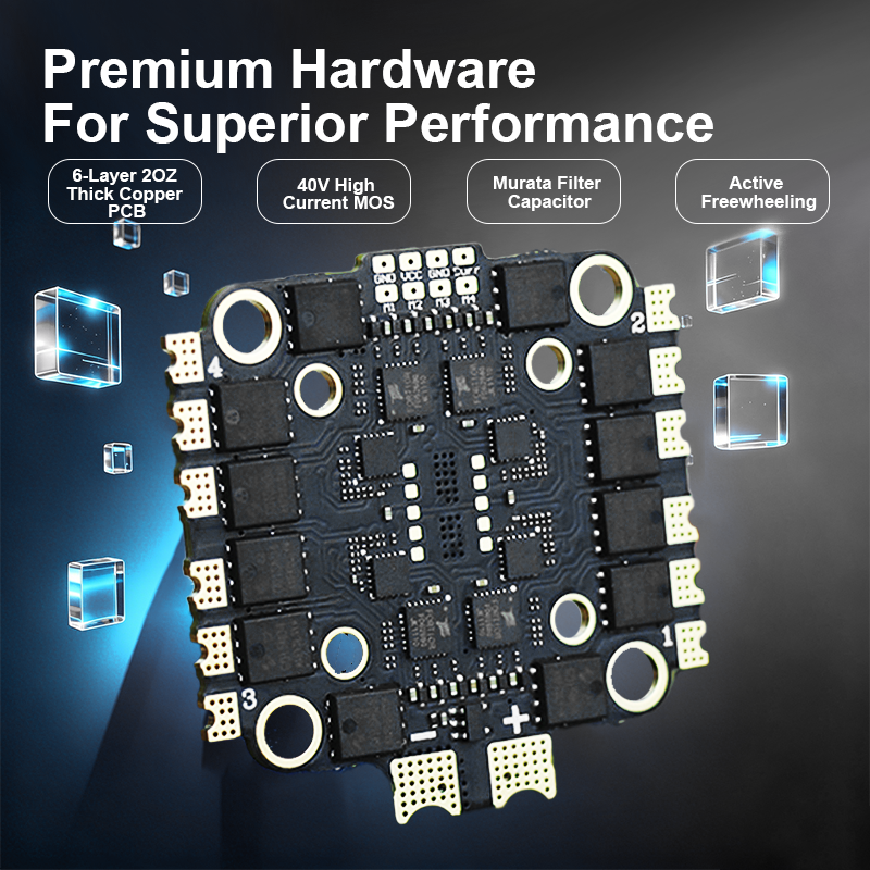 50/55A 6S 4in1 ESC with Dual Pad High Performance FPV Flight Controller Stack for FPV Racing Drone Parts