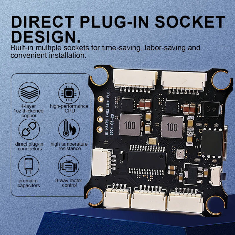 F4520 FPV Flight Controller with 5V/10V Dual BEC 2-6S Flight Controller Stack for FPV Racing Drones Freestyle Quadcopter