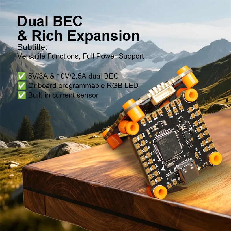 F405 Flight Controller with Integrating 5V/10V Dual BEC 55A 8S 4in1 ESC Brushless ESC Mini Flight Controller Stack for FPV Racing Drones Parts