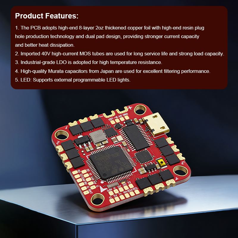 F722 AIO Flight Controller with 32*32mm 40A 6S High Performance Flight Controller Drone Parts for FPV Racing Drones Freestyle
