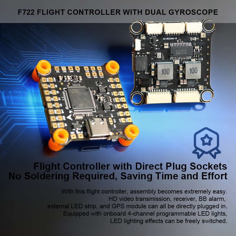 F722 Flight Controller with Integrating Dual 5V/10V BEC F722 V2 6S FPV Flight Controller for FPV Racing Drones Parts
