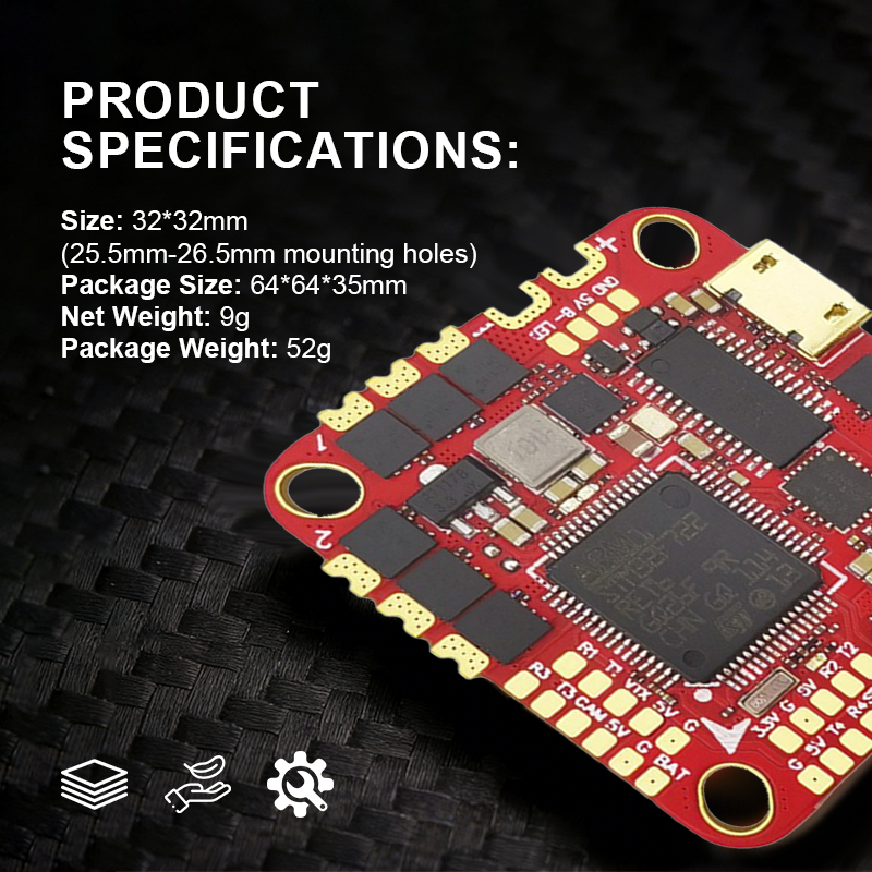 F722 AIO Flight Controller with 32*32mm 40A 6S High Performance Flight Controller Drone Parts for FPV Racing Drones Freestyle