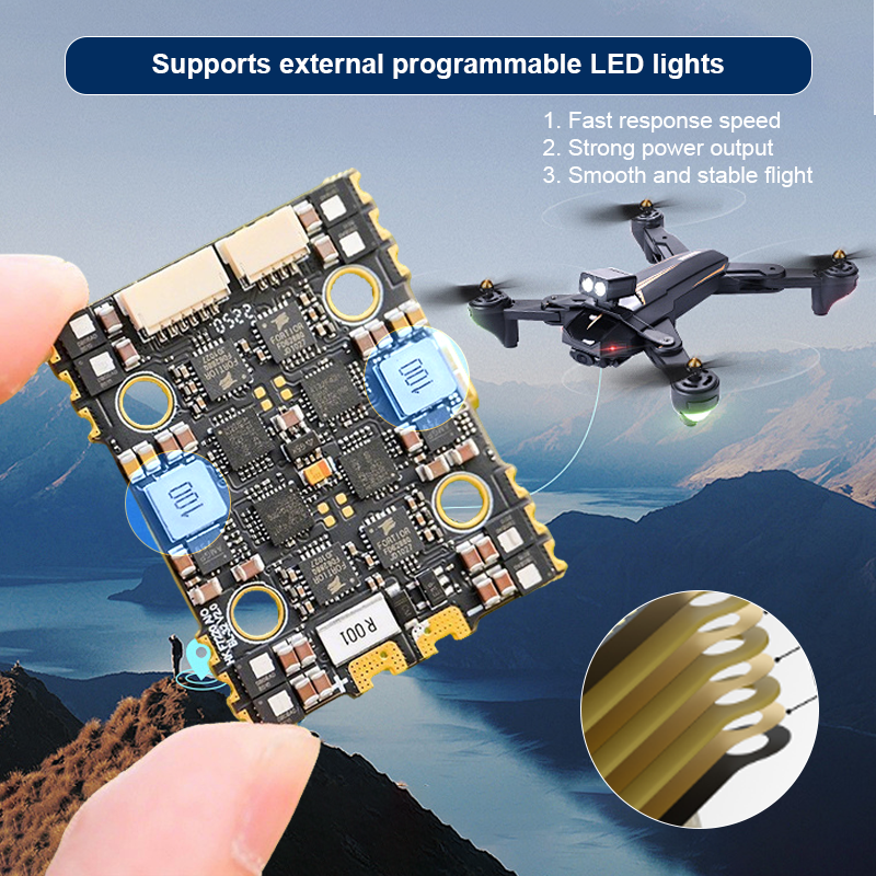 F722 AIO Flight Controller with 5V/10V Dual BEC 50A 2-6S Flight Controller Drone Parts for FPV Racing Drones Freestyle