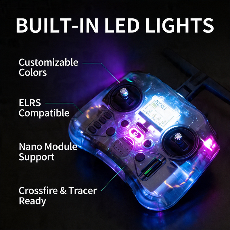 Radiomaster Pocket Hall Gimbal Transmitter Remote Control Portable Lightweight Built in LED Light Foldable Antenna Mode 2