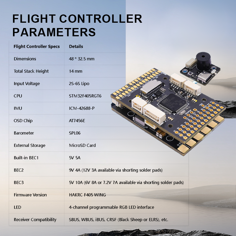 F405 Flight Controller with C1/C2 Dual Camera 2-6S Fixed Wing FPV Flight Controller for FPV Racing Drones Freestyle