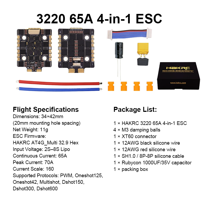 F722 Mini Flight Controller Stack 65A 8S 4in1 ESC High Performance Flight Controller with Integrating 5V/10V Dual BEC for FPV Racing Drones Parts