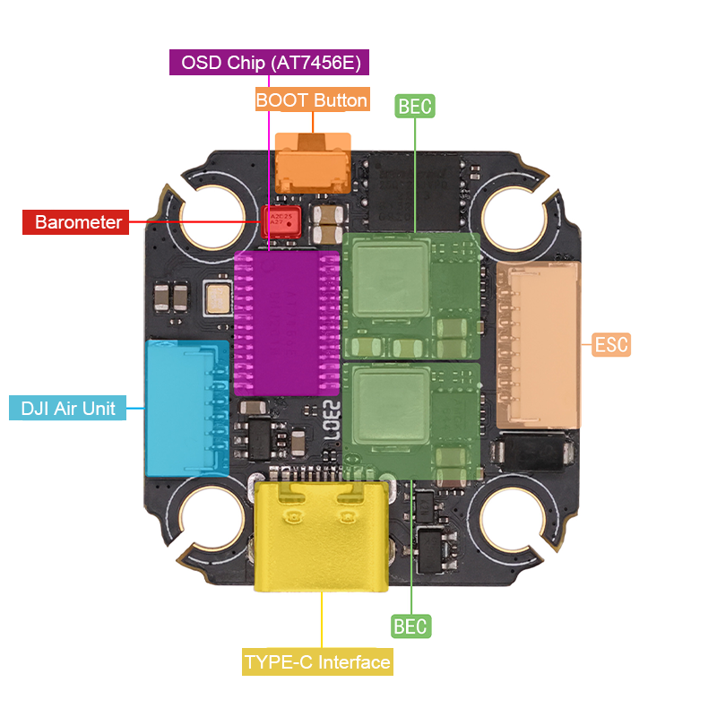 F4520 FPV Flight Controller with Integrating 5V/10V Dual BEC 2-6S Flight Controller Stack for FPV Racing Freestyle Drone Parts
