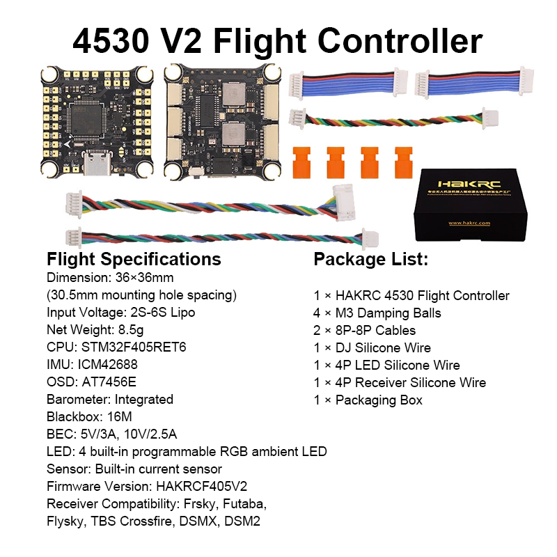 F405 Flight Controller with Integrating 5V/10V Dual BEC 55A 8S 4in1 ESC Brushless ESC Mini Flight Controller Stack for FPV Racing Drones Parts