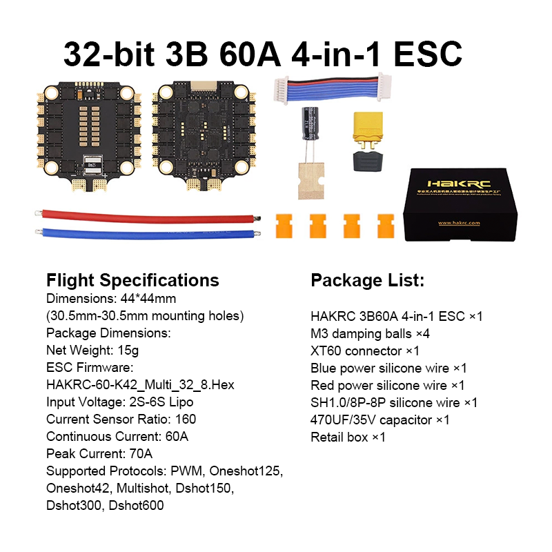F405 Flight Controller with Integrating 5V/10V Dual BEC 60A 4in1 ESC Mini Flight Controller Stack for FPV Racing Drones Parts