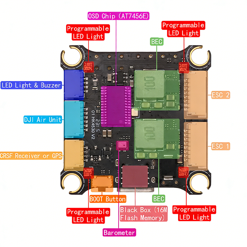 F405 Flight Controller with Integrating 5V/10V Dual BEC 2-6S V2 Flight Controller Stack for FPV Freestyle Drones Parts