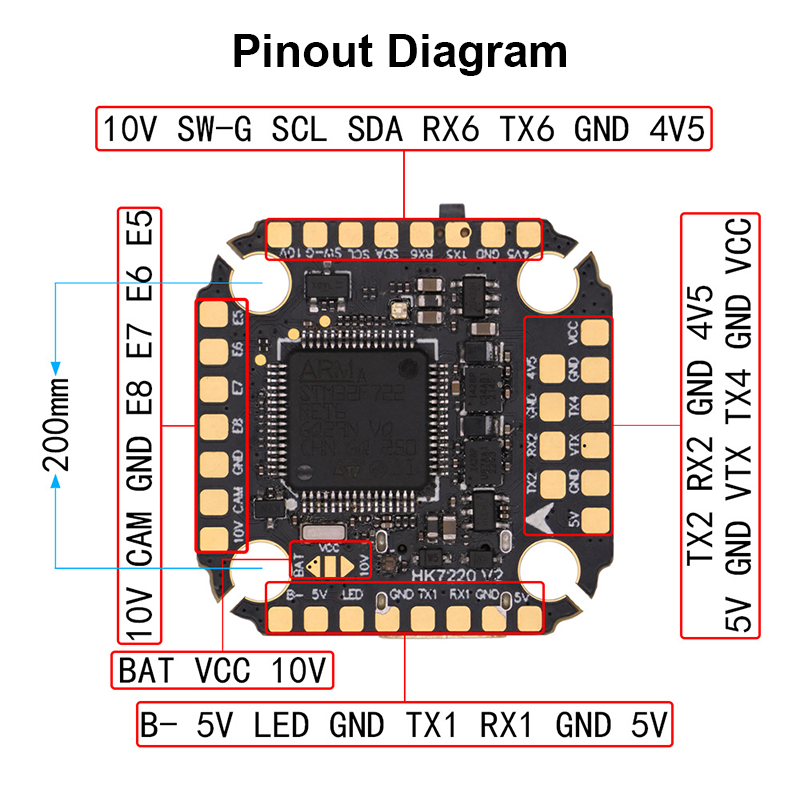 F4520 FPV Flight Controller with Integrating 5V/10V Dual BEC 2-6S Flight Controller Stack for FPV Racing Freestyle Drone Parts
