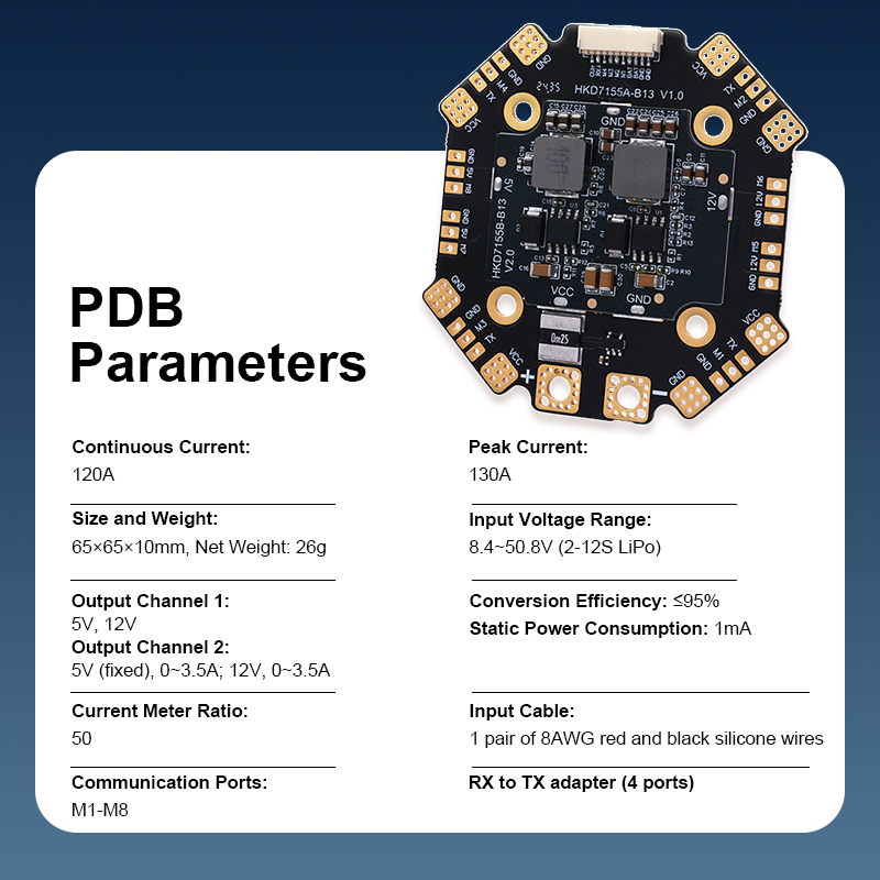 120A 12S Flight Controller Drone Parts with Integrating 5V/10V Dual BEC Power Distribution Board for FPV Racing Drones Quadcopter