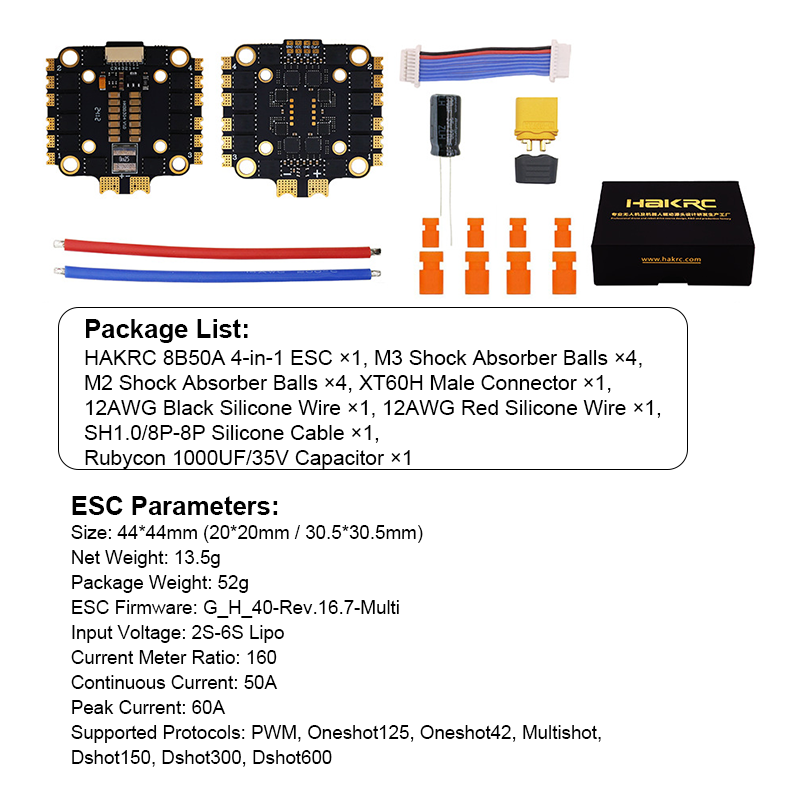 50/55A 6S 4in1 ESC with Dual Pad High Performance FPV Flight Controller Stack for FPV Racing Drone Parts