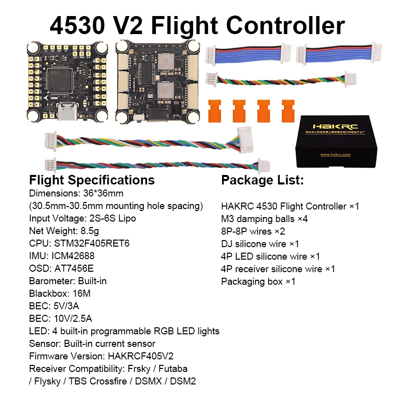 F405 Flight Controller with Integrating 5V/10V Dual BEC 60A 4in1 ESC Mini Flight Controller Stack for FPV Racing Drones Parts