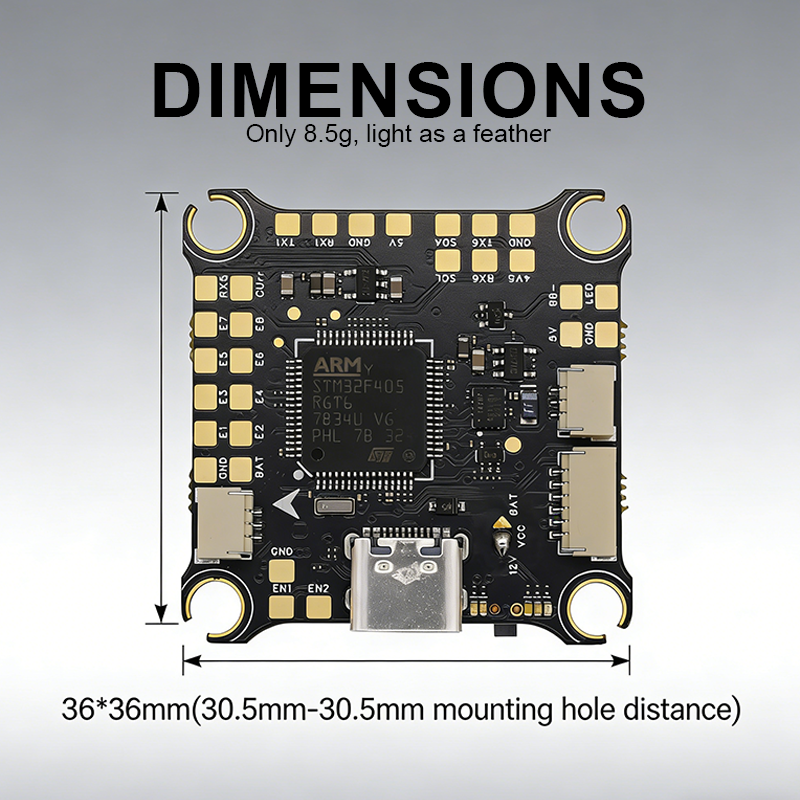 F405 Flight Controller with 5V/12V Dual BEC High Performance V2 8S FPV Flight Controller for FPV RC Racing Drones Freestyle Quadcopter