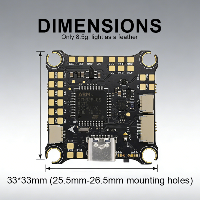 F722 AIO Flight Controller with Dual Gyroscope 2S-6S 45A Mini Flight Controller Stack for FPV Racing Freestyle Drones Parts
