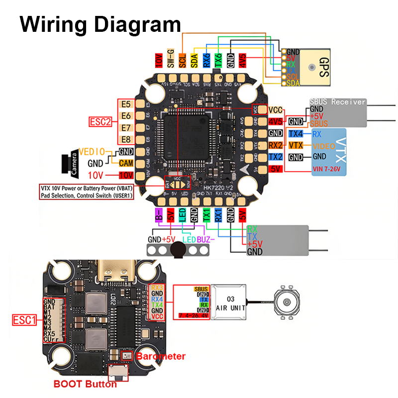F722 FPV Flight Controller with Integrating 5V/10V Dual BEC F722 2-6S Mini Flight Controller Stack for FPV Racing Drones Quadcopter