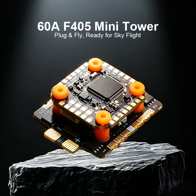Mini Flight Controller Stack F405 Flight Controller with Integrating 5V/10V Dual BEC 60A 4in1 ESC Brushless ESC for FPV Racing Drones Parts