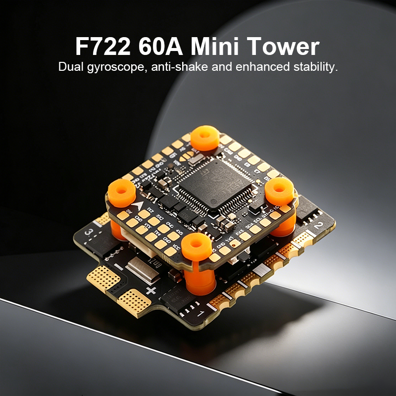 High Performance Flight Controller with Integrating 5V/10V Dual BEC 60A 8S 4in1 ESC F722 Mini Flight Controller Stack for FPV Racing Drones Parts