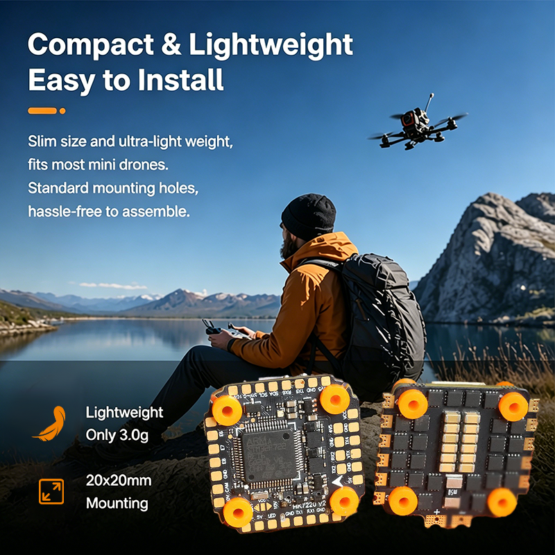 High Performance Mini Flight Controller Stack F722 Flight Controller with Integrating 5V/10V Dual BEC 35A 6S 4in1 ESC for FPV Racing Drones Parts