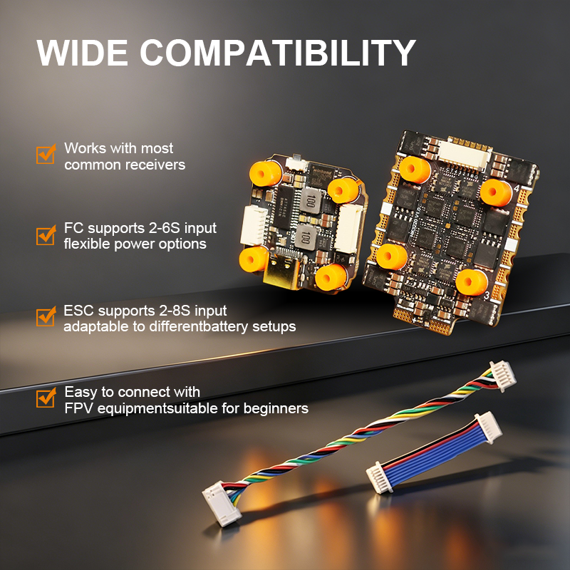 High Performance Flight Controller with Integrating 5V/10V Dual BEC 60A 8S 4in1 ESC F722 Mini Flight Controller Stack for FPV Racing Drones Parts