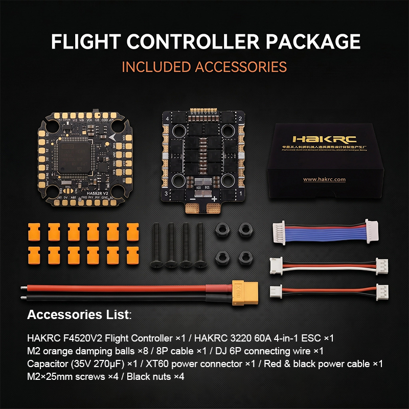 Mini Flight Controller Stack F405 Flight Controller with Integrating 5V/10V Dual BEC 60A 4in1 ESC Brushless ESC for FPV Racing Drones Parts