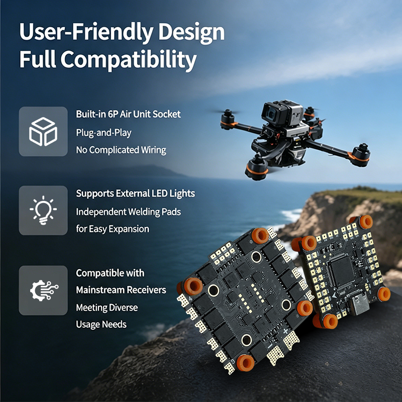 F722 Flight Controller with Integrating 5V/10V Dual BEC 50A 4in1 ESC Brushless ESC Mini Flight Controller Stack for FPV Racing Freestyle Drone Parts