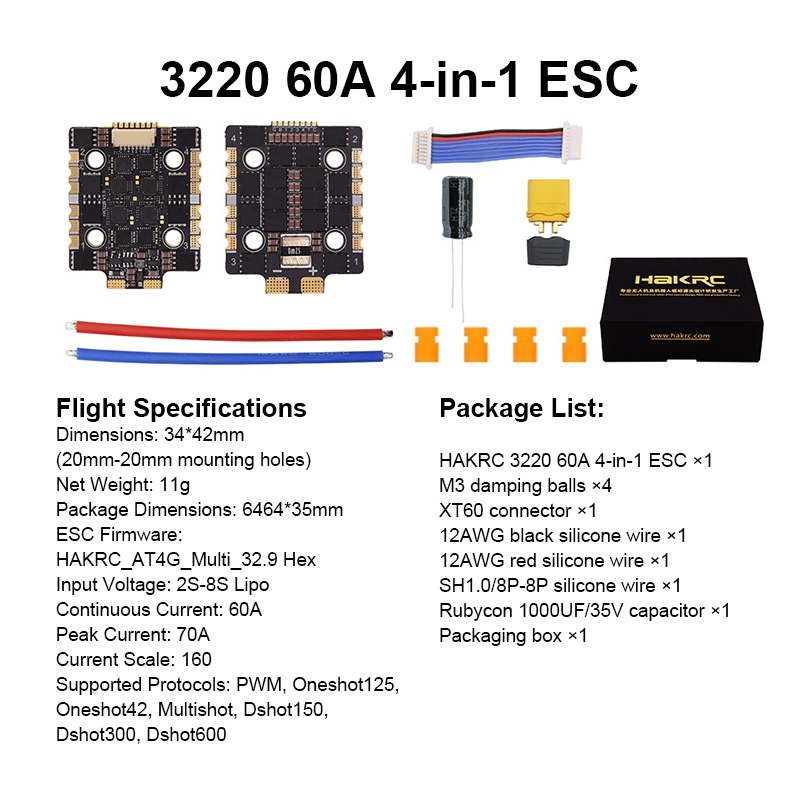 Mini Flight Controller Stack F405 Flight Controller with Integrating 5V/10V Dual BEC 60A 4in1 ESC Brushless ESC for FPV Racing Drones Parts