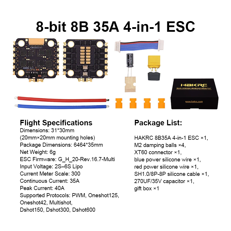 High Performance Mini Flight Controller Stack F722 Flight Controller with Integrating 5V/10V Dual BEC 35A 6S 4in1 ESC for FPV Racing Drones Parts