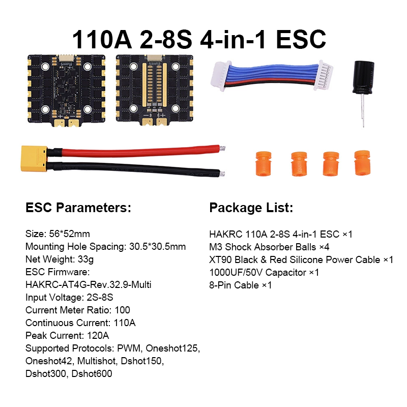 High Performance F405 Flight Controller with Integrating 5V/12V Dual BEC 110A 8S 4in1 ESC Mini Flight Controller Stack for FPV Racing Drones Parts