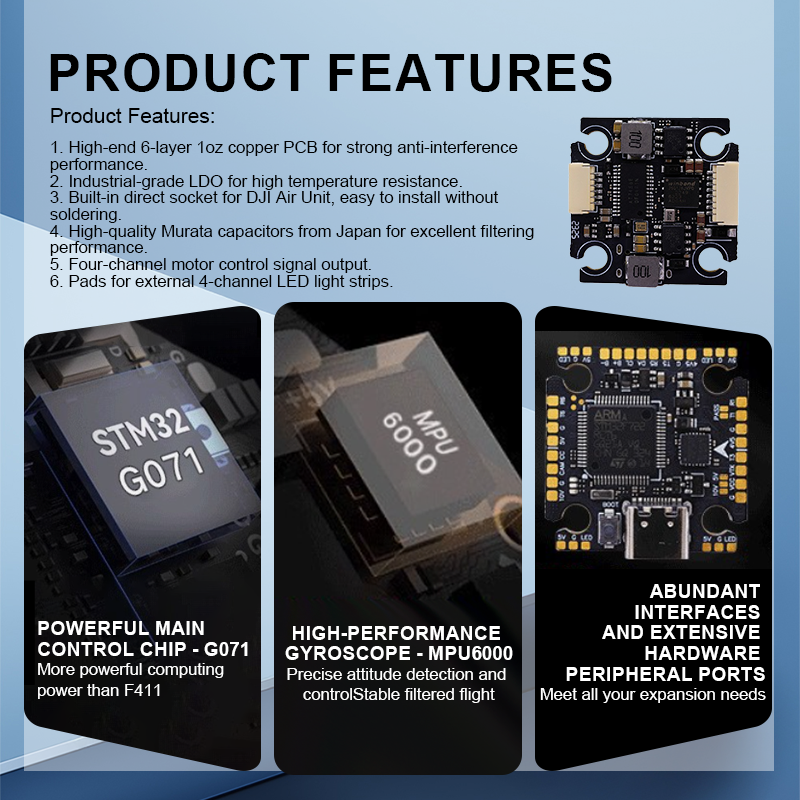 High Performance Flight Controller with Integrating 5V/10V Dual BEC F722 Flight Controller for FPV Racing Freestyle Drones