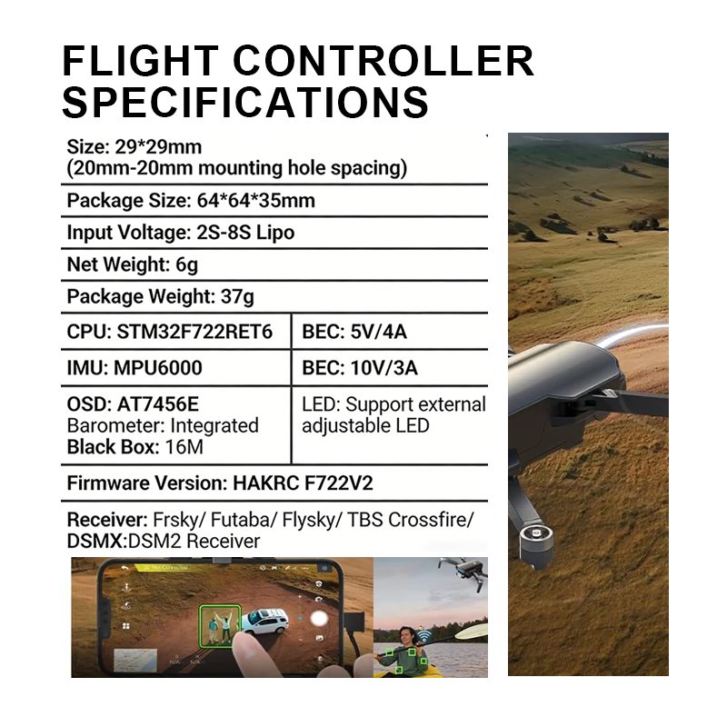High Performance Flight Controller with Integrating 5V/10V Dual BEC F722 Flight Controller for FPV Racing Freestyle Drones