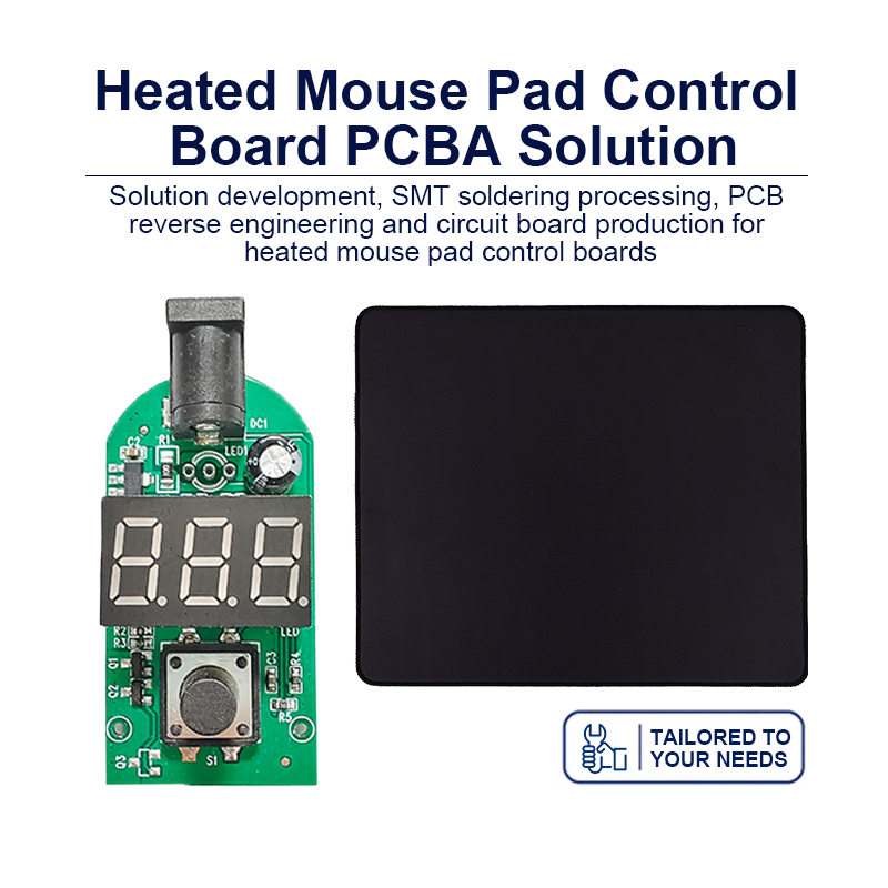 Heated Mouse Pad PCBA – 3‑Level Temperature Control with Auto‑Off Timer, LED Indicator & USB Power for Gaming & Office Use