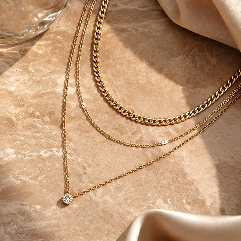 Women's Fashionable Blade Chain Necklace – Multi-Layered Cross Clavicle Chain With Diamond and Zircon Stones