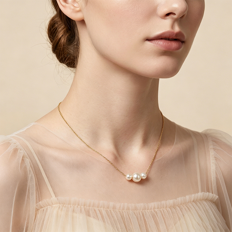 Women's Pearl Choker Layered Necklace – Delicate Birthday Anniversary Gift for Her Daily Wear Jewelry