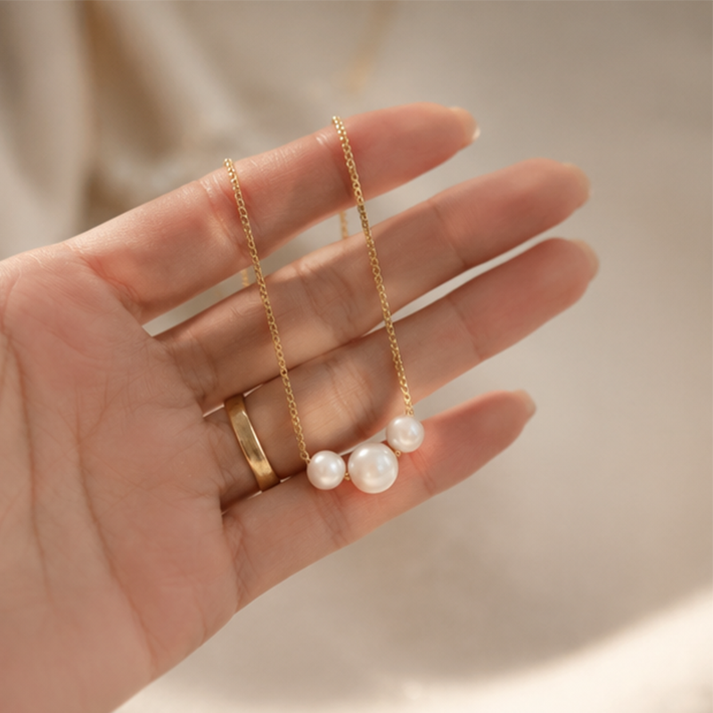Women's Pearl Choker Layered Necklace – Delicate Birthday Anniversary Gift for Her Daily Wear Jewelry