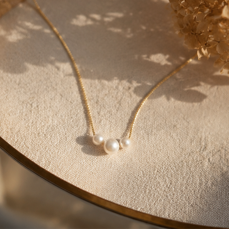 Women's Pearl Choker Layered Necklace – Delicate Birthday Anniversary Gift for Her Daily Wear Jewelry