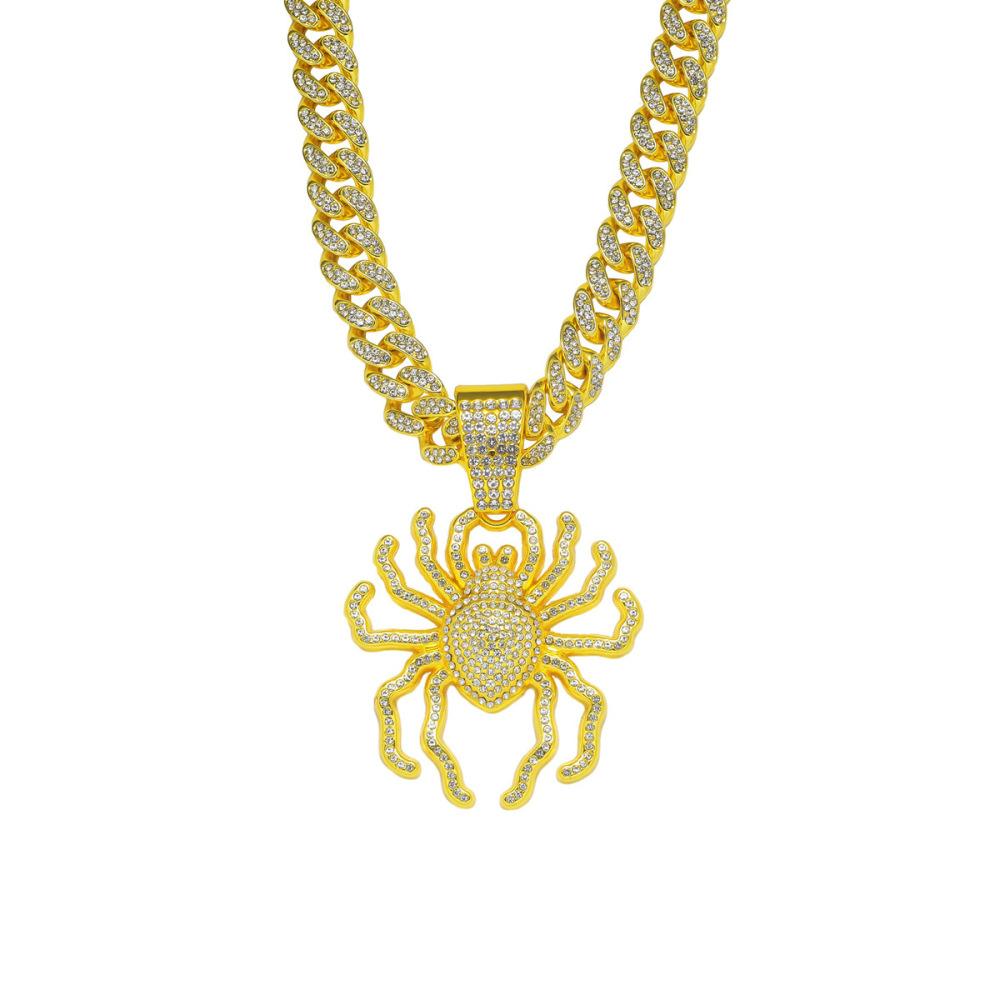 Punk Trend tridimensionale Big Spider ciondolo collana Hip Hop Street Dance Diamond Cuban Chain Accessori da uomo