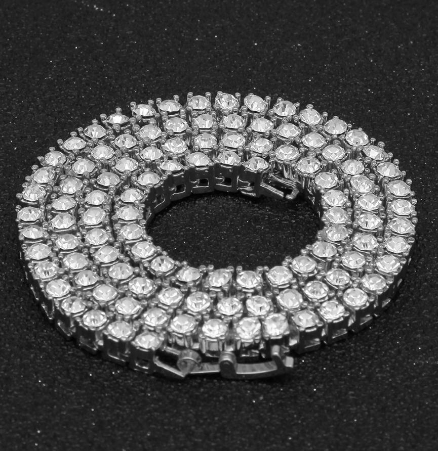 Ha collana uomo 3mm4mm lega strass fila tennis catena oro argento collana semplice e versatile